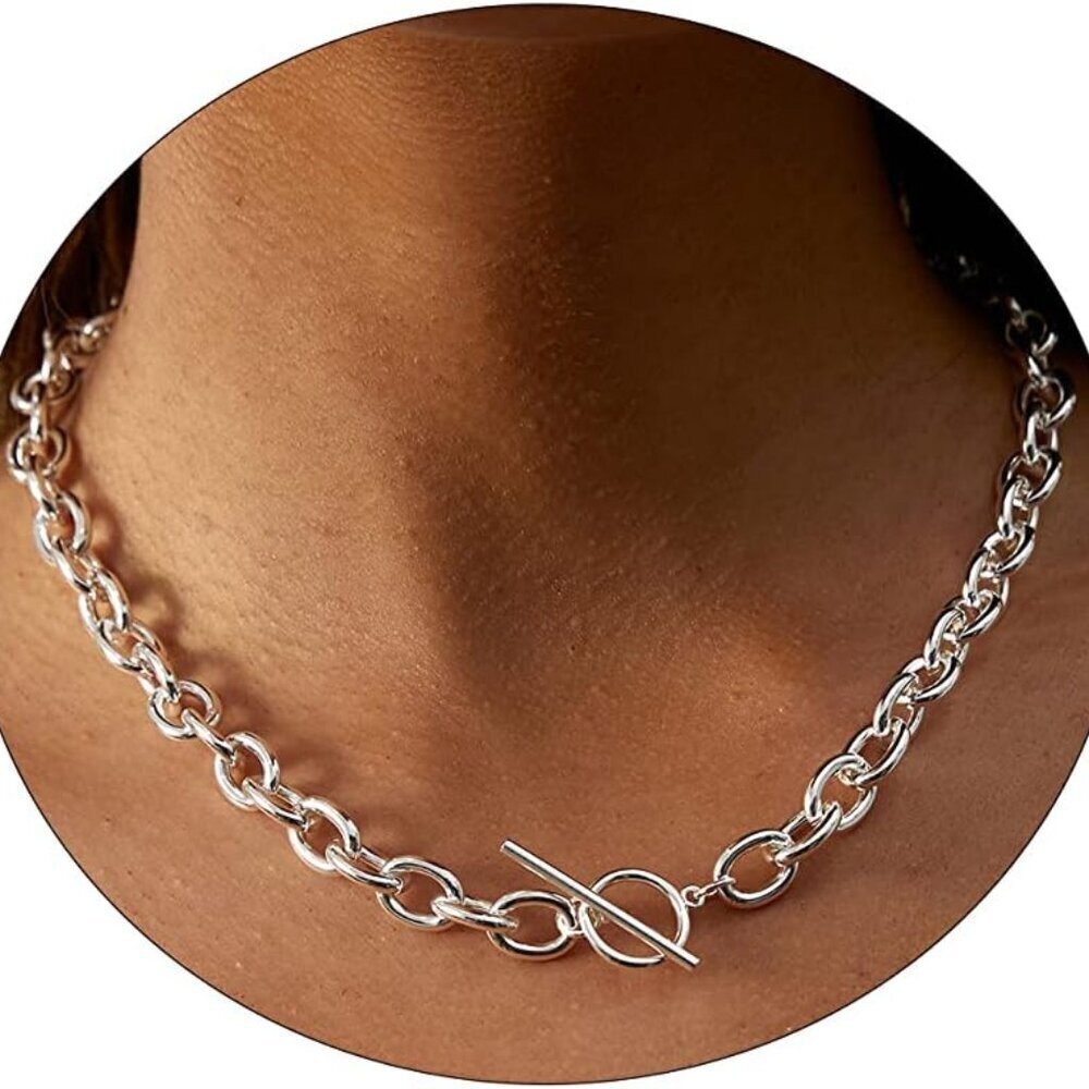 Gold Filled Necklace Woman 18K Pearl Cuban Curb Chain Jewelry Gift